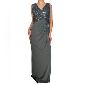 Elegant grey-green sequined dress